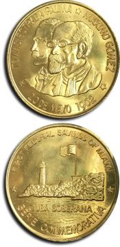 1986 Souvenier coin Tomas Estrada Palma-Maximo Gomez